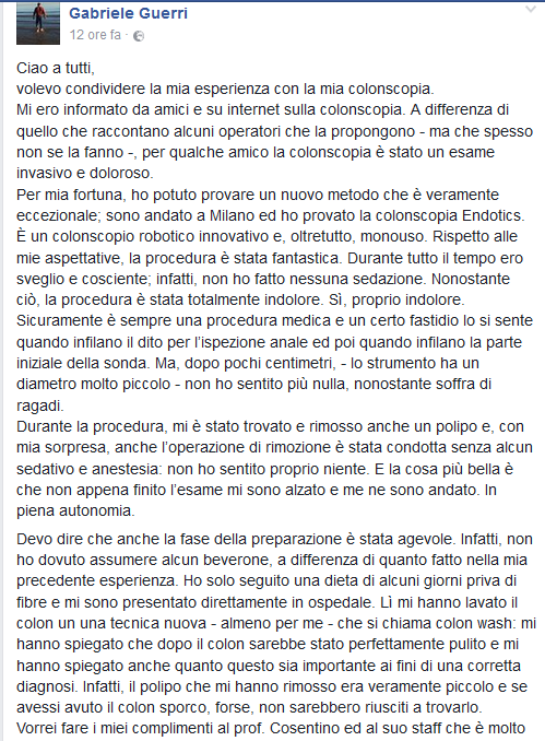 colonscopia robotica milano opinioni